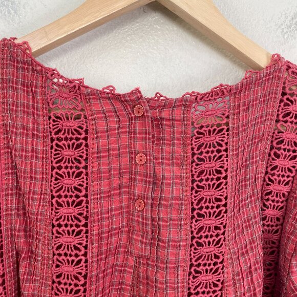 Sundance Womens Medium Cotton Crochet Accent Tunic Top Boho Cottagecore Shirt - Picture 11 of 11